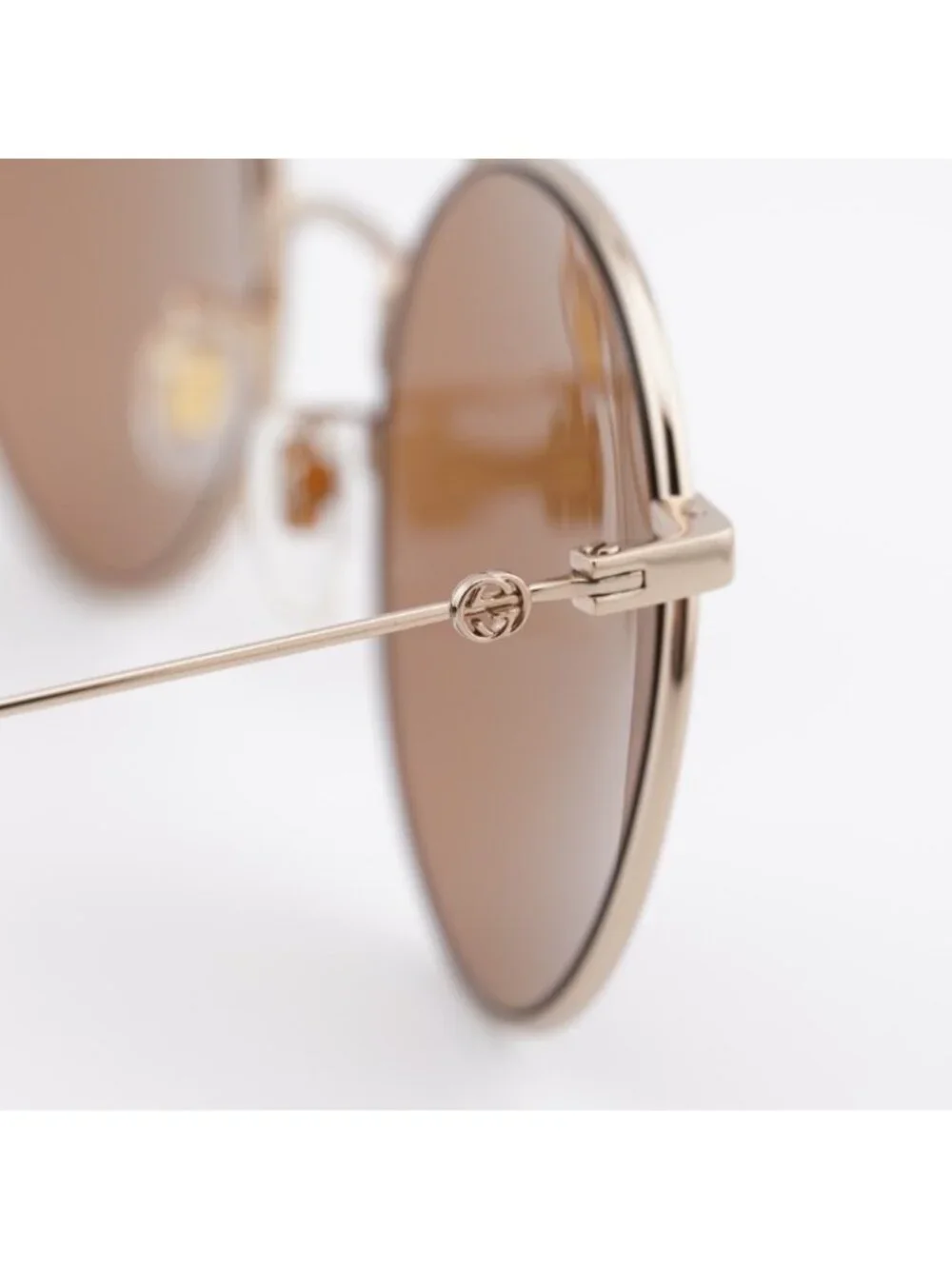 Gucci GG0680S 003 Sunglasses Gold Round Frame, Brown Lenses